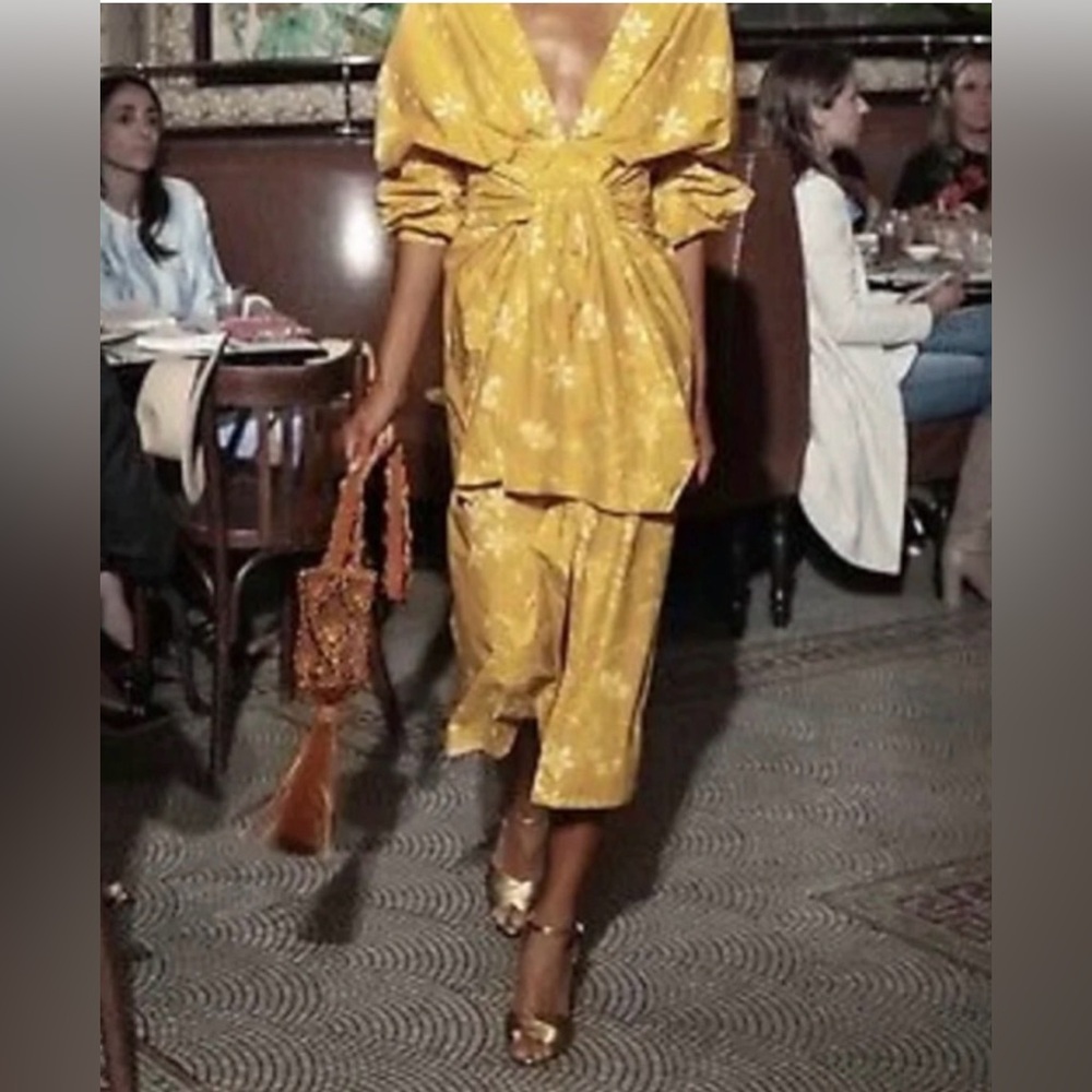 Johanna Ortiz Yellow Floral Maxi Dress M Resort Vacation Luxury Designer $1000+ - Picture 2 of 11